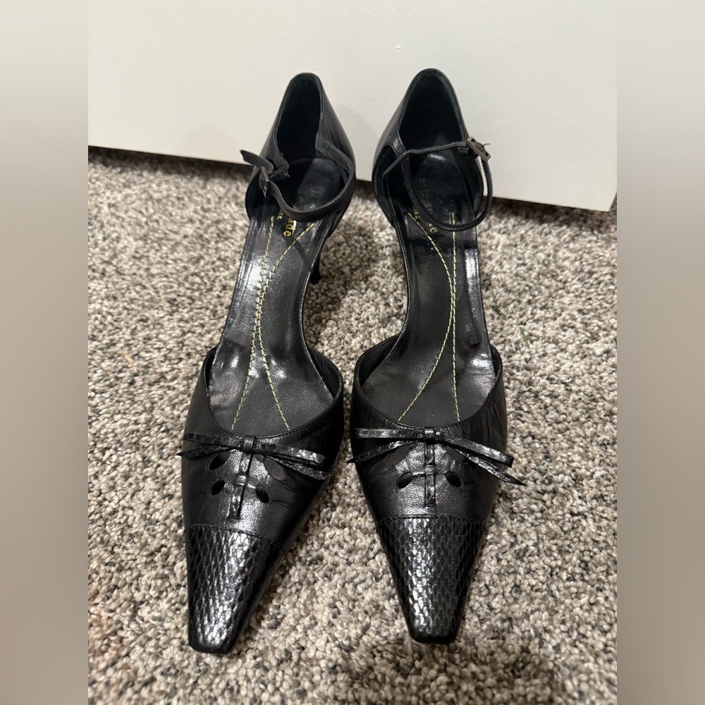 Kate Spade black kitten heel black leather shoes, women's size 8.5 - Picture 5 of 15